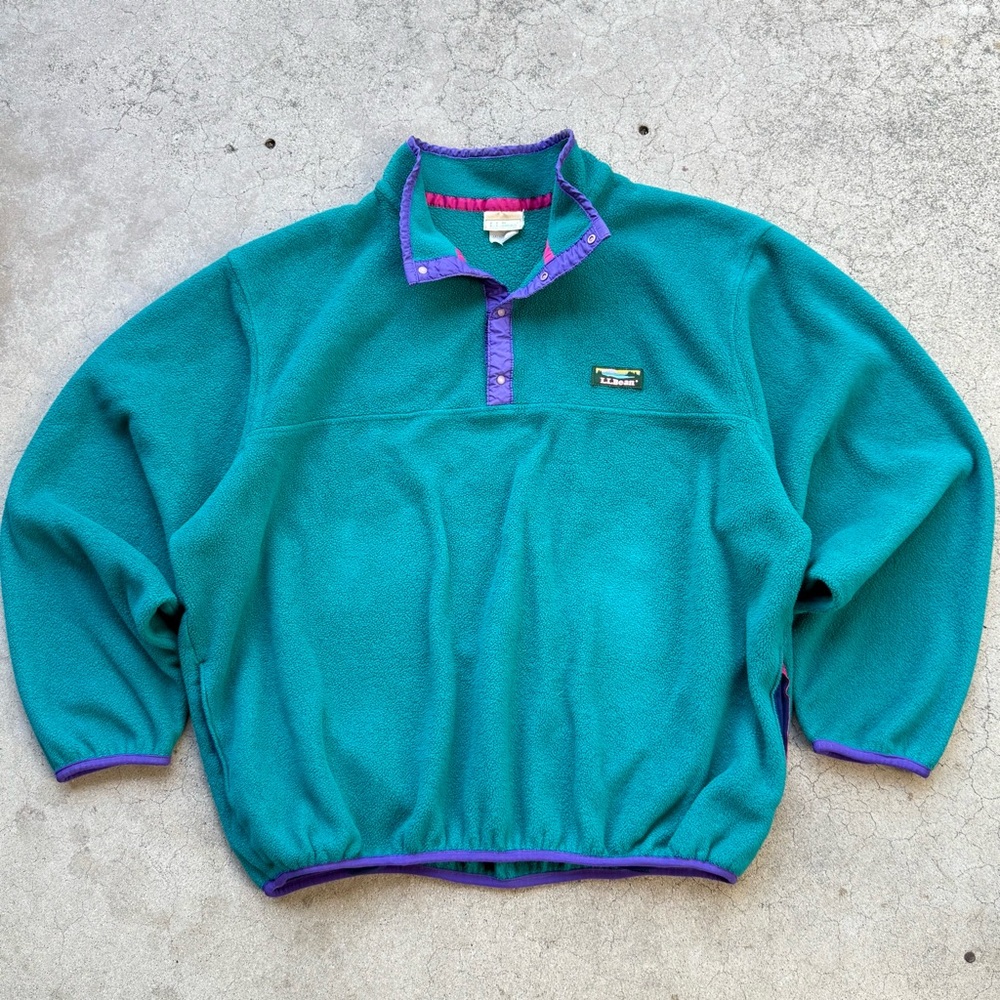 Vintage 90’s LL Bean Snap On Fleece Pullover Sweater - Picture 5 of 11